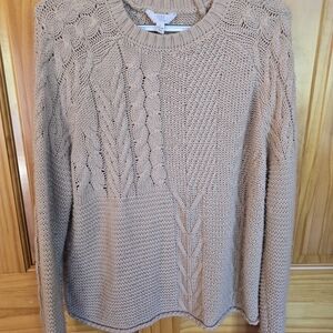 Women's Tan Cable Knit Sweater